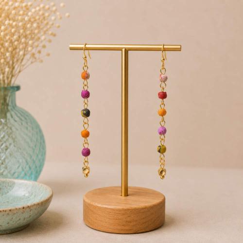 Earrings Recycled Tiny Beads 5cm