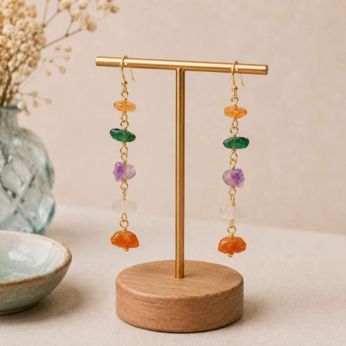 Earrings with Hanging Gemstones 1 x 5cm