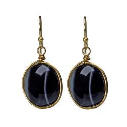 Earrings single drop onyx