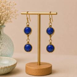 Earrings double drop lapis