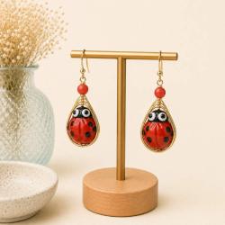 Earrings Glass Ladybird