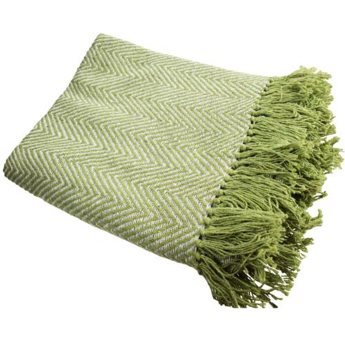 Throw/Bedspread Soft Recycled Material Chevron Design Green 150x125cm