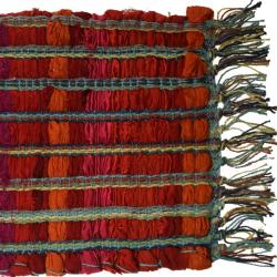 Rectangular placemat recycled cotton & polyester rag reds 32x22cm