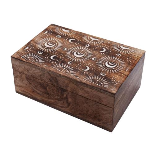 Jewellery / Trinket Box, Mango Wood, Moon Design 15x10x7cm
