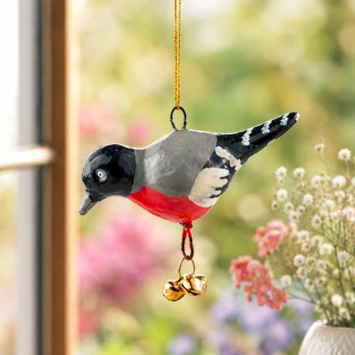 Hanging Bird Decoration Bullfinch, Recycled Plastic