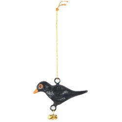 Hanging Bird Decoration Blackbird, Recycled Plastic