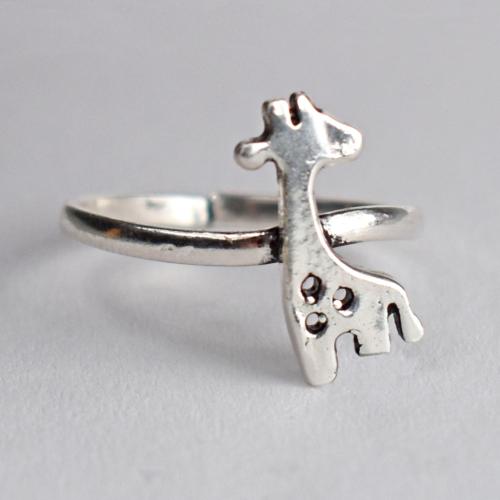 Ring, silver colour, Giraffe