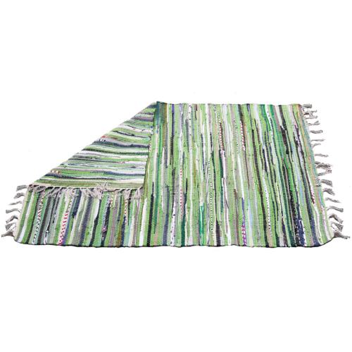 Rag rug, recycled material, green 80x120cm