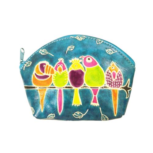 Leather Purse Birds on Branch 15 x 11.5cm