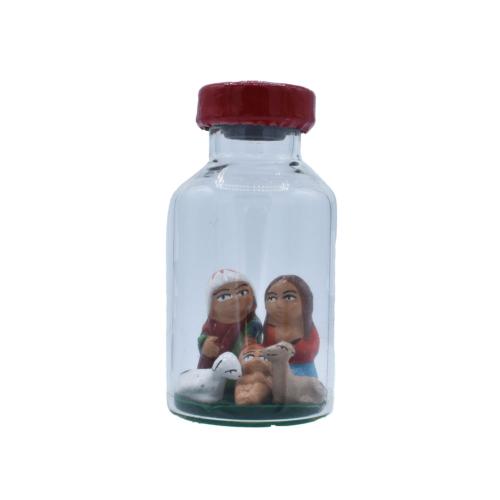 Christmas Decoration, 5 Piece Nativity in Glass Bottle, Peruvian