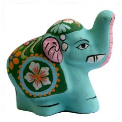 Incense holder, painted clay elephant shape, assorted colours