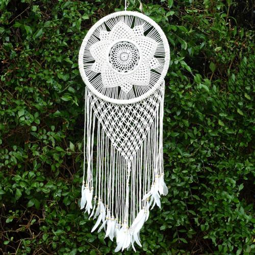 Dreamcatcher large white macrame flower design diameter 42cm