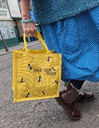 Jute shopping bag yellow Save Our Bees