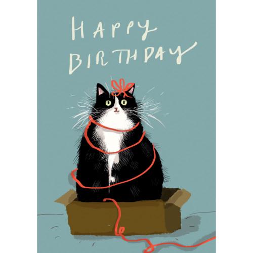 Birthday card "Cat in Box" 12x17cm