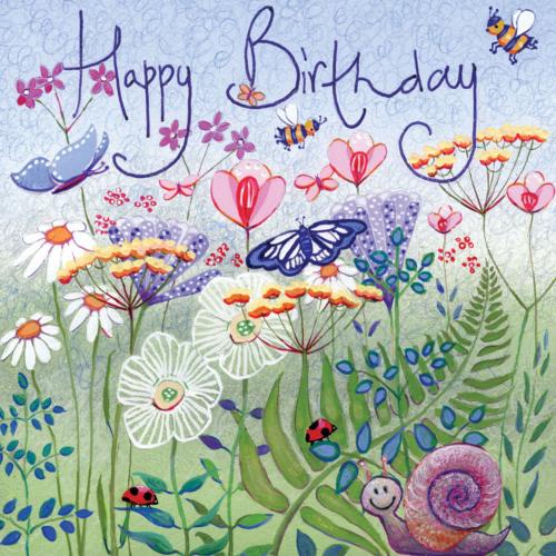 Birthday card "The Flowers and the Bees" 16x16cm