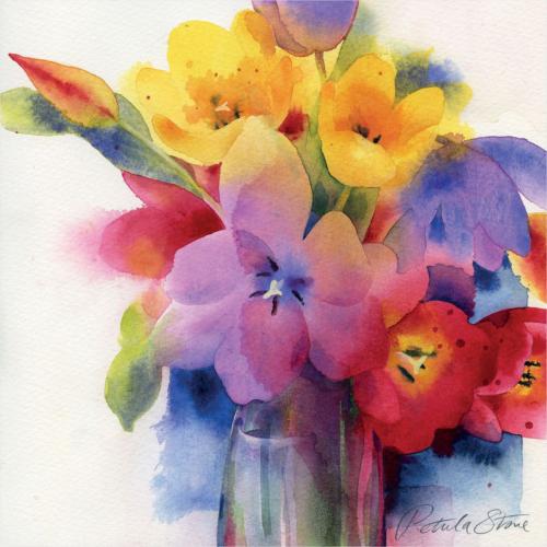 Greetings card "Colourful flowers" 16x16cm