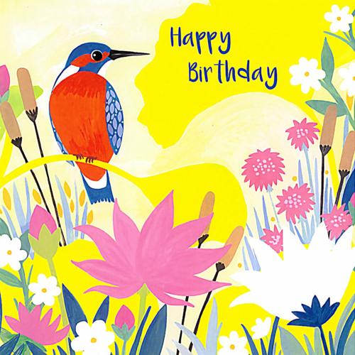 Birthday card "Kingfisher" 16x16cm