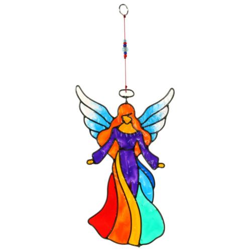 Suncatcher angel open arms rainbow 11x18cm