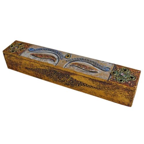 Incense box wood Third Eye design 30 x 5 x 5cm