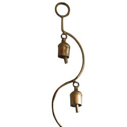 Chime 6 bells on curved hanging, recycled brass 8x65cm