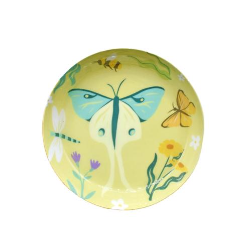 Trinket Dish / Tray Metal Insects and Flowers 9.5cm diameter