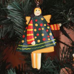 Hanging Christmas Decoration, Angel Green With Spots