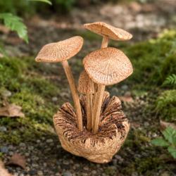 Handcrafted Wooden Four Toadstool Woodland Decoration
