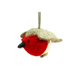 Hanging Decoration Handcrafted Felt Robin 10x10cm