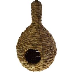 Bird house rice straw on frame vase shape 13x20cm