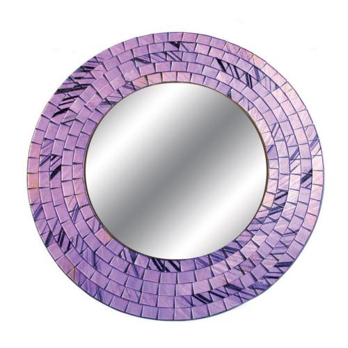 Mirror round with mosaic surround 40cm purple