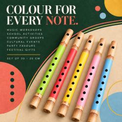 Set of 30 painted bamboo flutes