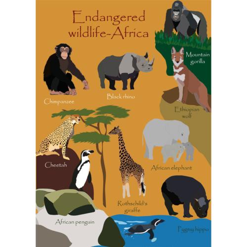 Greetings card Endangered Wildlife Africa 12x17cm