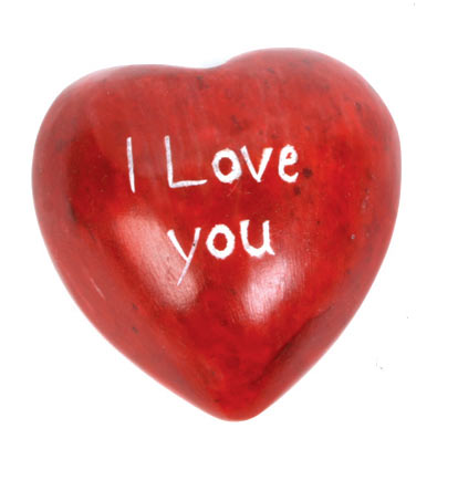 Pebble red heart shape i love you