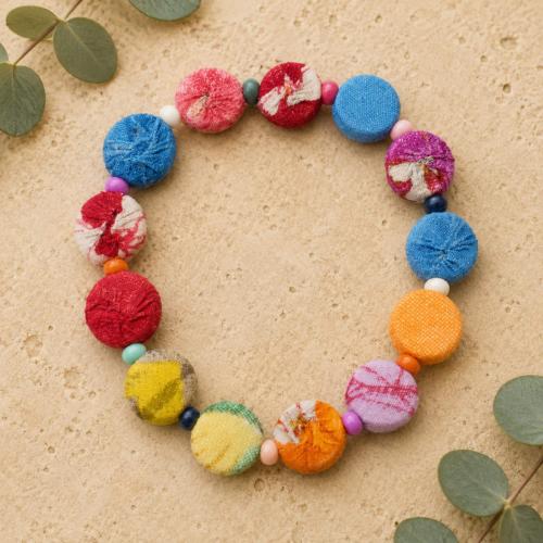 Bracelet Recycled Round Beads 7.5cm