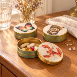 Wildlife themed pill boxes, set of 10