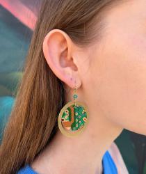 Earrings, recycled circuit board circle with outer circle