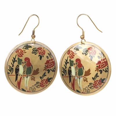 Earrings gold coloured with parrots