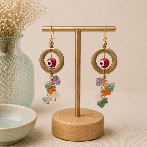 Earrings Red Eye with Tumblestones