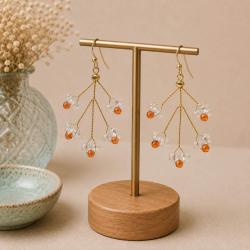Earrings Delicate Clear and Orange