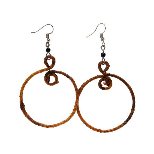 Earrings banana leaf 5cm loop brown