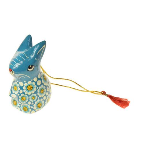Hanging decoration, papier maché, rabbit blue