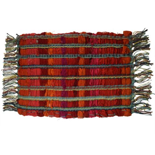 Rectangular placemat recycled cotton & polyester rag reds 32x22cm