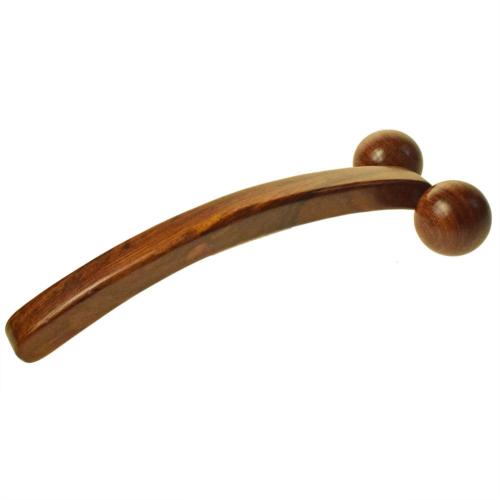 Long handled massager 2 round rollers sheesham wood 27cm length