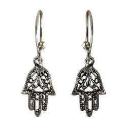 Earrings, silver colour, Hamsa Hand