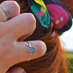 Ring, silver colour, Whale