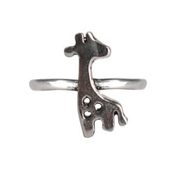 Ring, silver colour, Giraffe