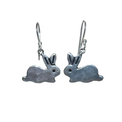 Earrings, Silver coloured Rabbit 3.5(L) x 2 (W) cm
