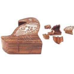 Puzzle Box Bird Shape Sheesham Wood 12 × 6 × 12cm