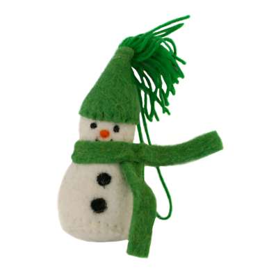 Hanging decoration, felt snowman green