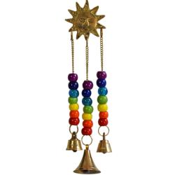 Hanging windchime with Chakra Beads, Sun, recycled brass 6 x 29cm